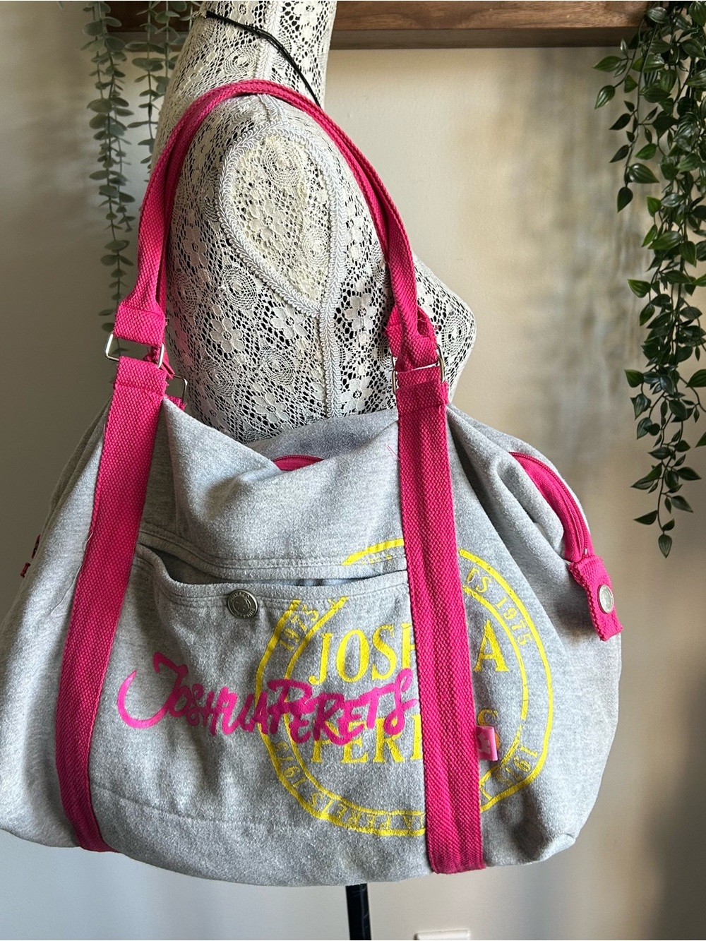 Joshua Perets Pink & Grey Duffle Bag – Y2K Athleisure